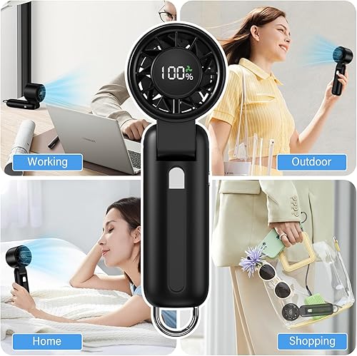 Miniatura 7 de Ventilador turbo portátil 4 en 1, mini de alta velocidad de 10000 RPM, plegable de 180, 1-100 velocidades, hasta 15 horas de uso, batería de 5000