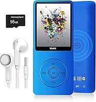 Vista 10 de Reproductor de MP3, reproductor de música con tarjeta micro SD de 16 GB, altavoz integrado/foto/reproducción de video/radio FM/grabadora