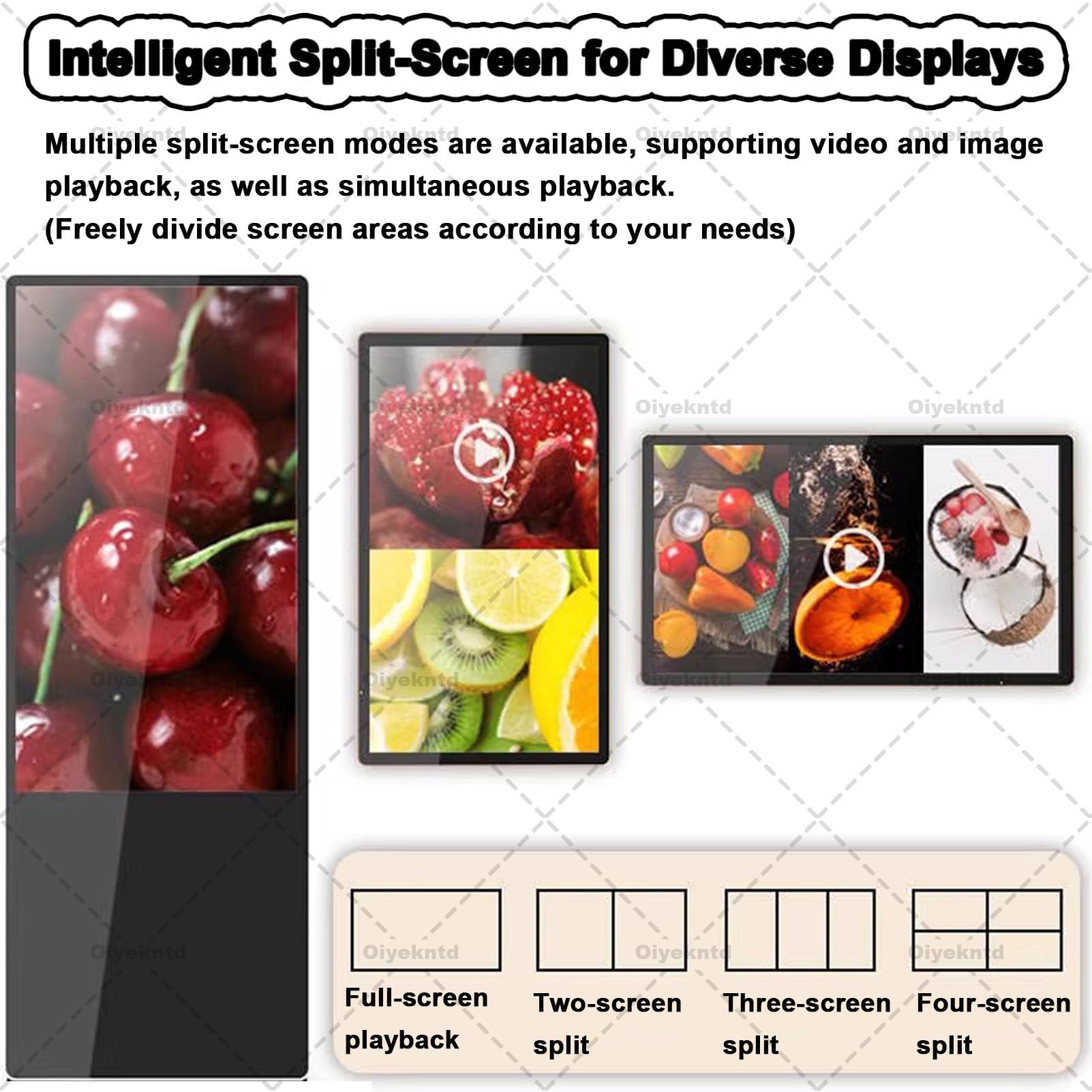 Digitaler Kiosk-Videoplayer für kommerzielle Werbung, geeignet für Restaurants, Bubble-Tea-Läden und Einzelhandel; Werbe-Mediaplayer, Digital Signage-Display, intelligenter Split-Screen 32in