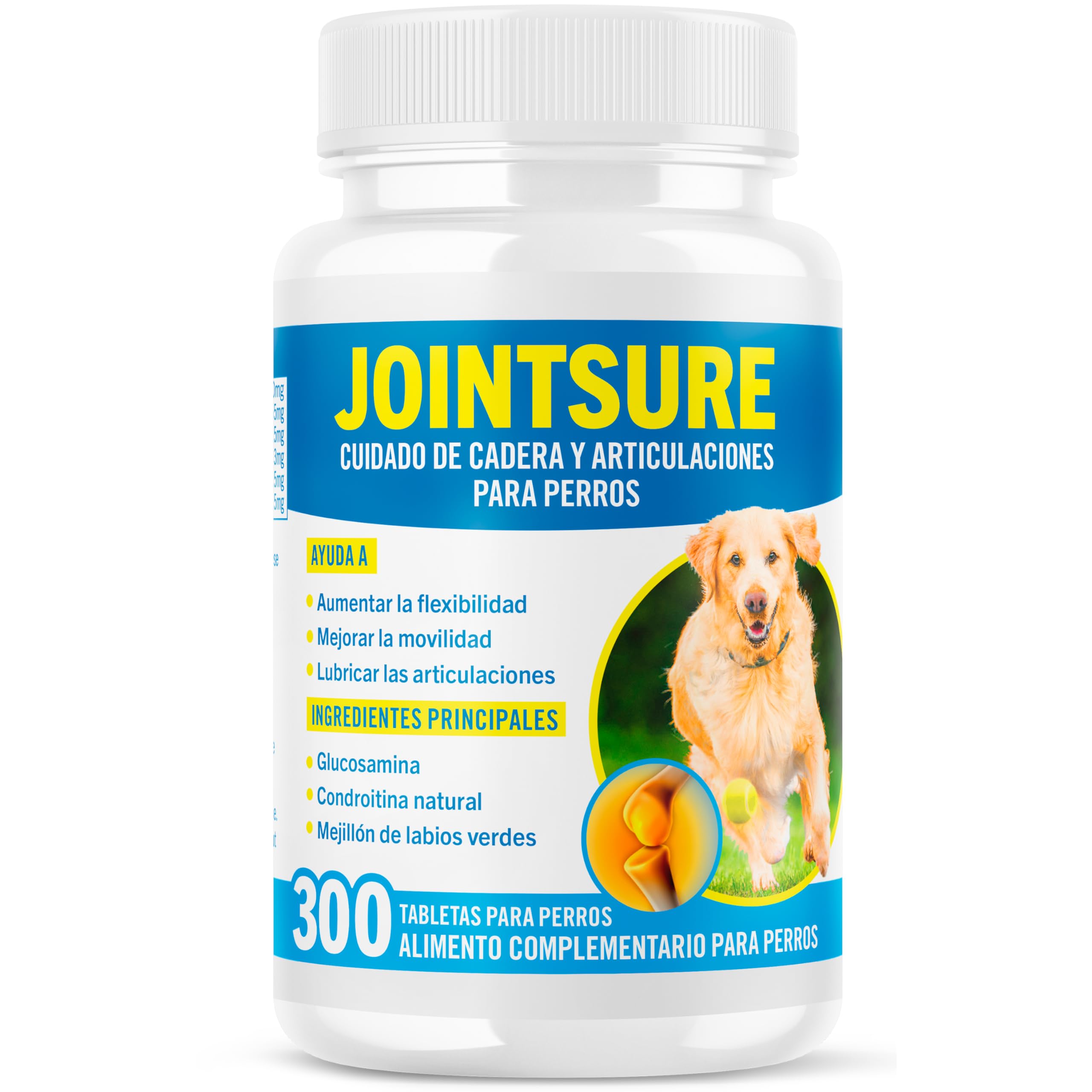 JOINTSURE condroprotector Perros I con Gran concentración de mejillon Labios Verdes, glucosamina y condroitina Natural I suplemento antiinflamatorio para articulaciones I 300 Comprimidos
