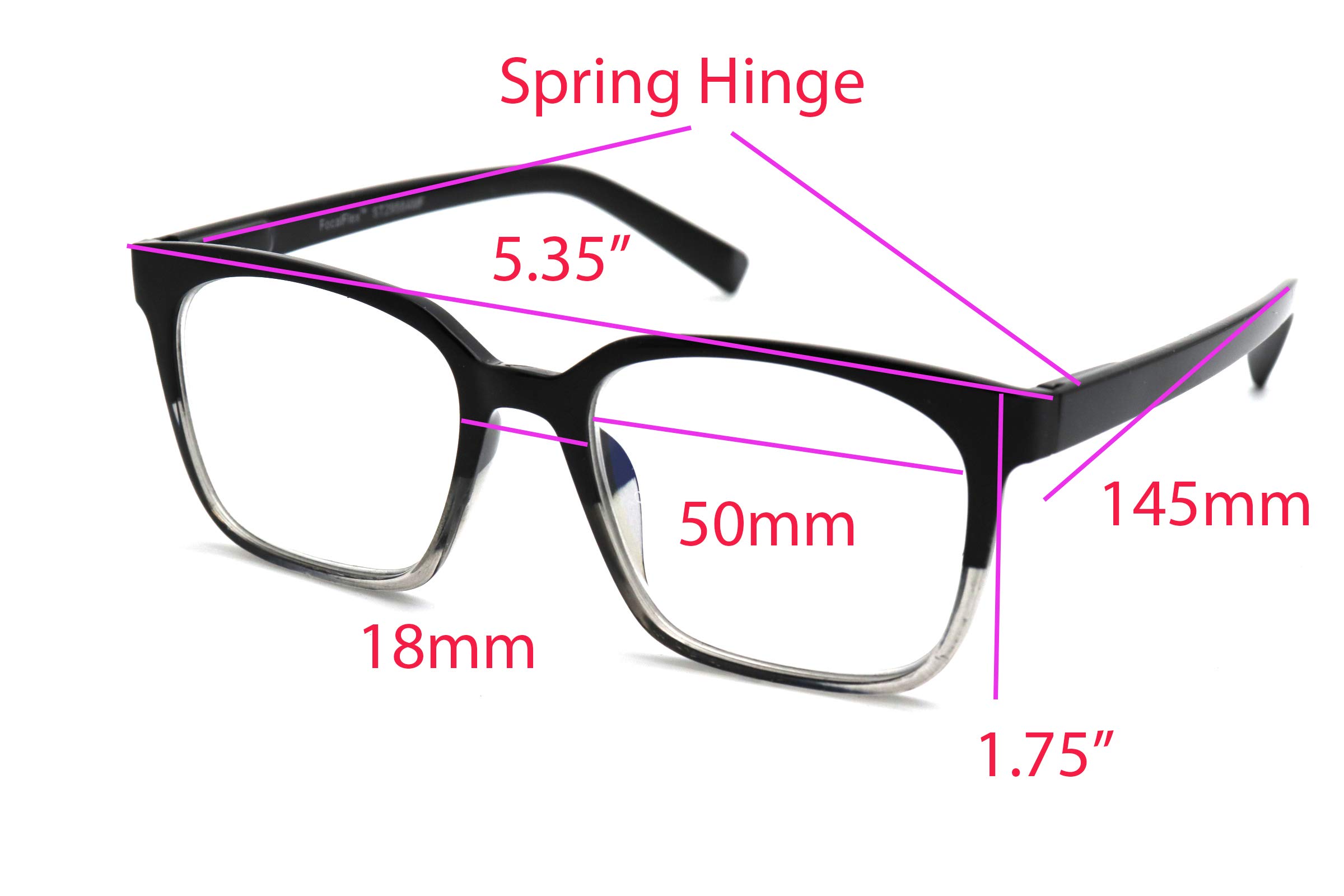 ColorViper Multifocal Progressive Computer Lens Multiple Strengths in 1 Reader Allow Switch Free Multitasking B (A2 Shiny Black Fade, 2.50)