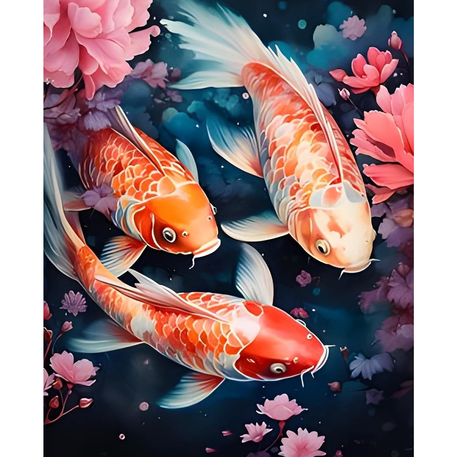 NAIMOERFish Diamond Painting Kits for Adults, DIY Full Drill 5D Diamond Painting Animals Diamond Art Kits Flowers Diamond Painitng Kits for Relaxation and Home Decor 30x40cm