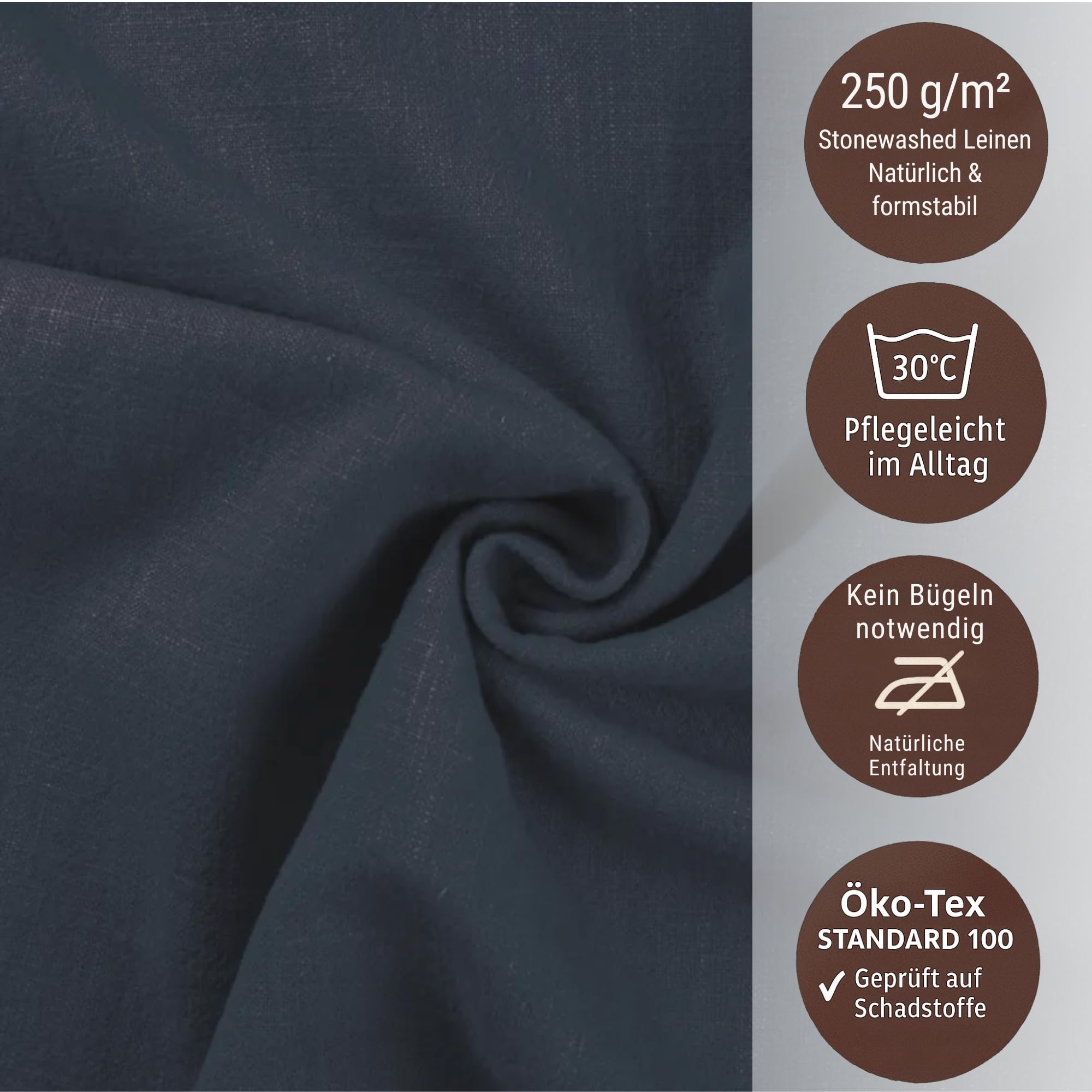 chambry Premium Tischdecke 100% Leinen Stonewashed - Handarbeit Made in Germany - hochwertige und nachhaltige Tischwäsche aus Naturmaterial - Blau 120cm x 180cm