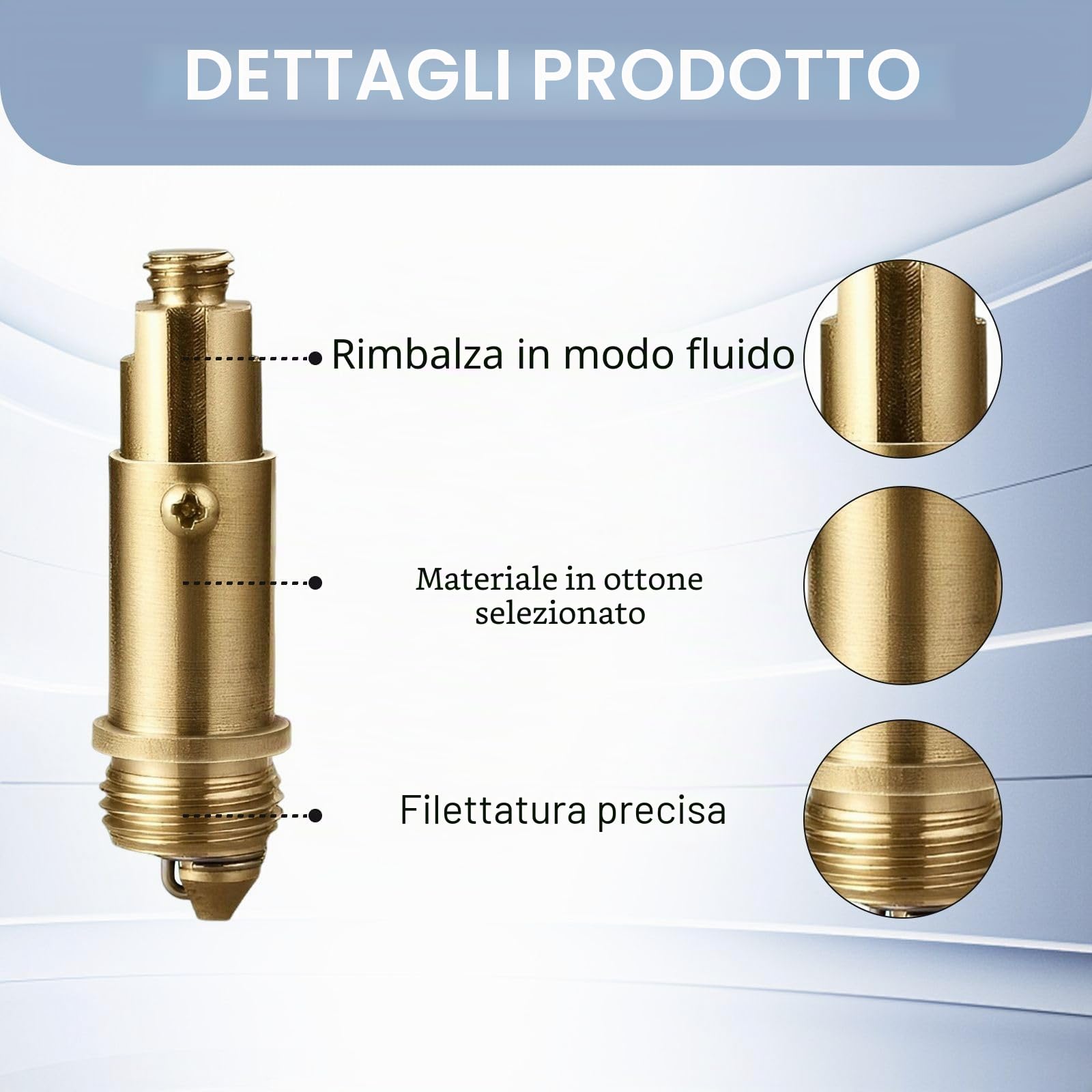 3 Pezzi Accessori per Lavelli Bullone, Valvole di Scarico Pop-Up Lavabi Click Clack Piletta Sostituzione Meccanismo, in Ottone, per la Maggior Parte dei Lavandini, Tappo di Scarico del Bacino