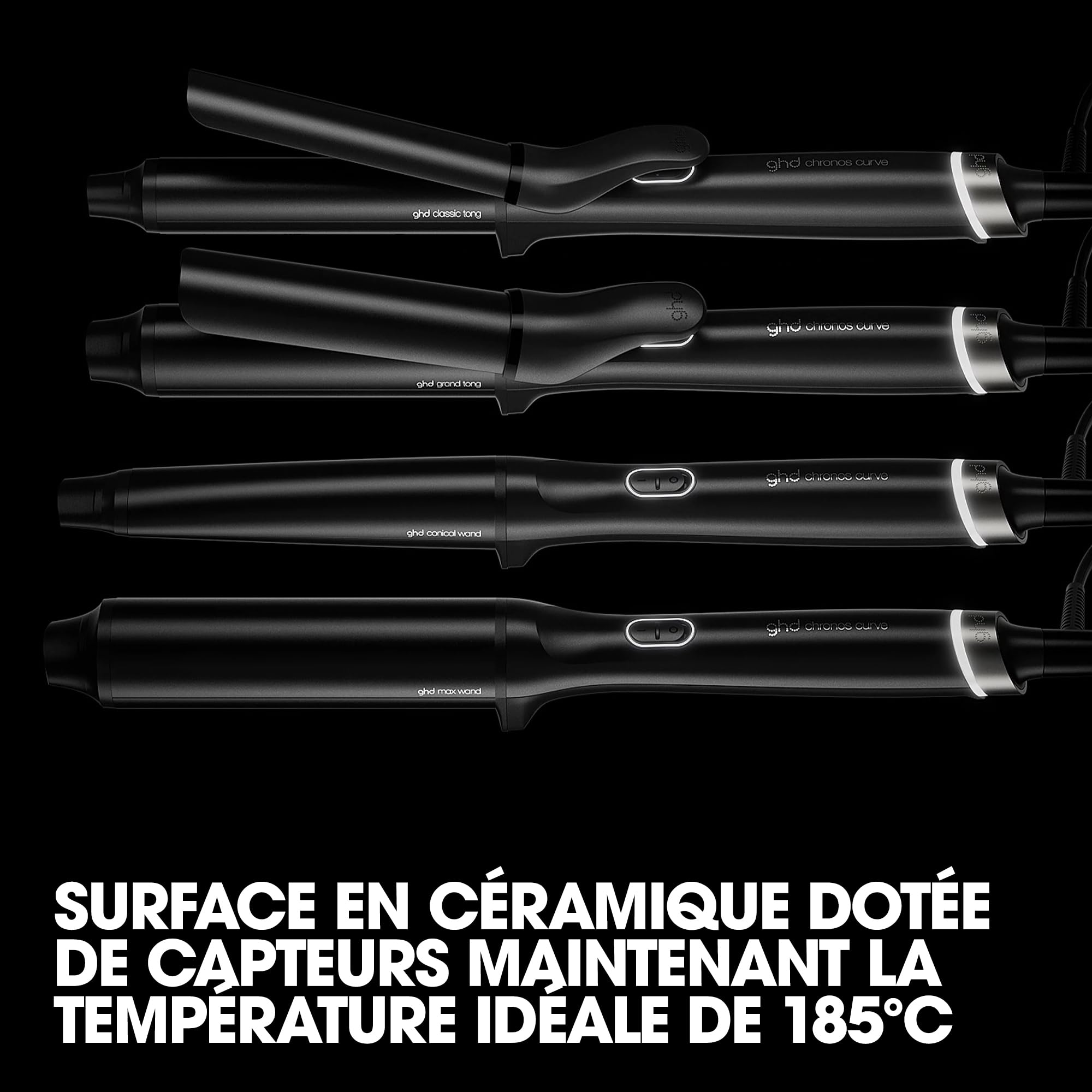 ghd - Boucleur ghd Chronos Curve Conical Wand - Fer à boucler cheveux (Noir) - Fer à friser pour boucles naturelles, wavy facile - Coiffure 3x plus rapide, sans dommage - Toutes longueurs de cheveux