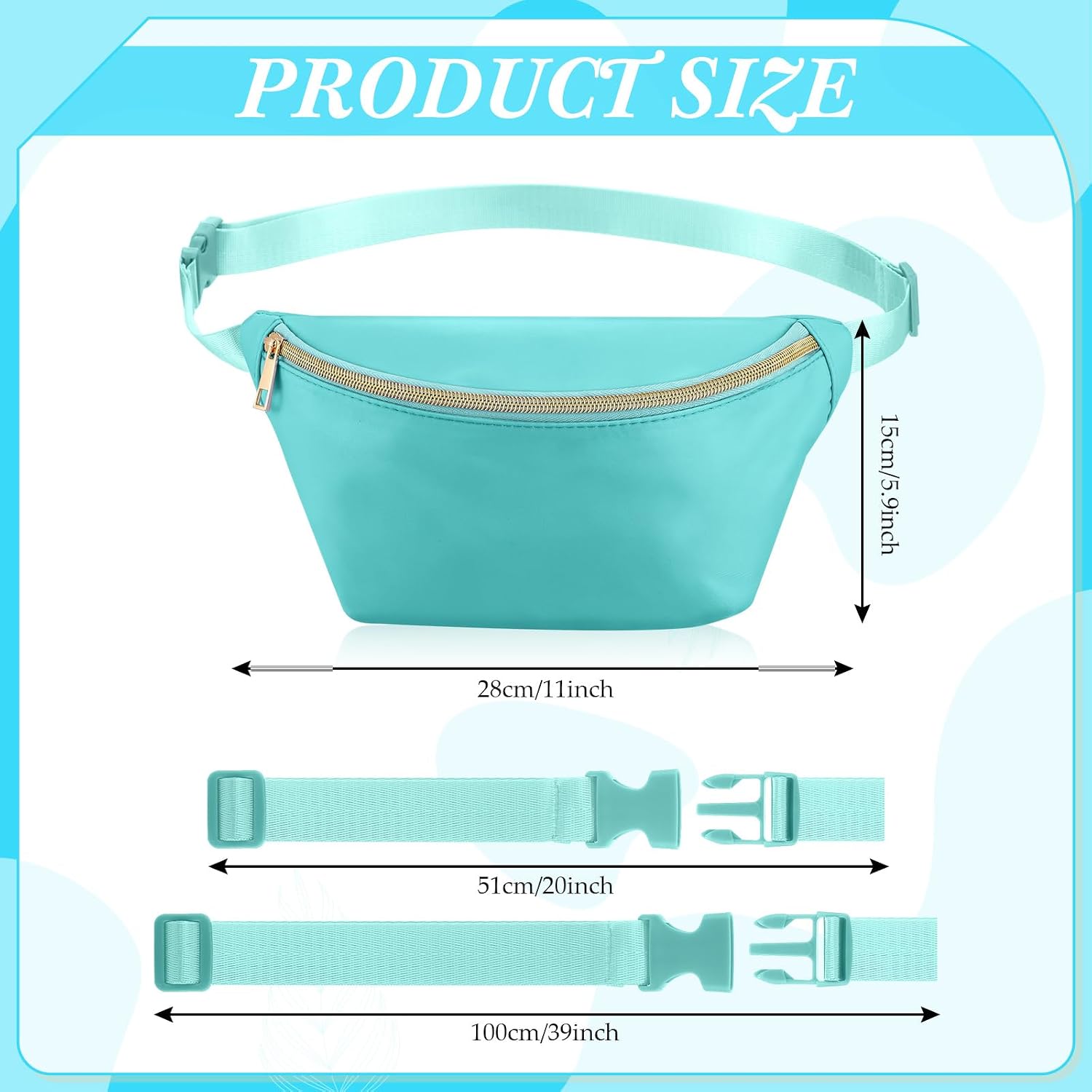 Amylove 9 Pieces Fanny Packs Nylon Waist Bag Zipper Travel Running Bag with Adjustable Strap for Women Men(Nylon,Neon Colors)