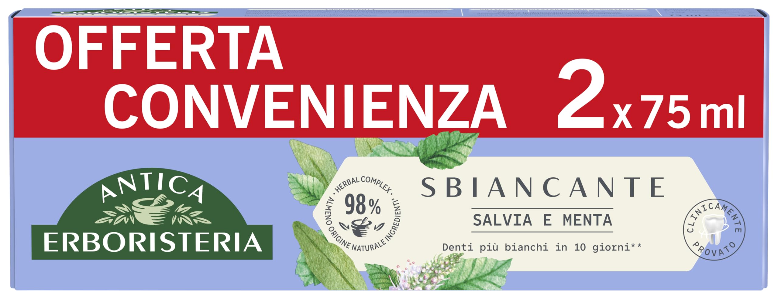 Antica Erboristeria - Wybielająca pasta do zębów, bielsze zęby, 75 ml x 2