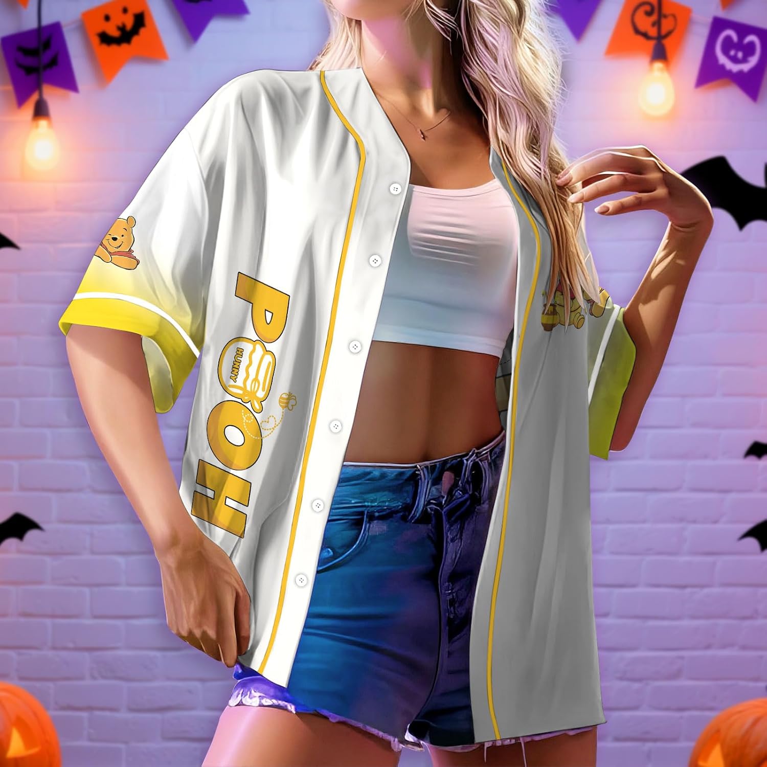 Cute Alien Baseball Jersey, Movie Character Jersey Button Down Shirt, Birthday Gifts for Cartoon Lovers - Image 2