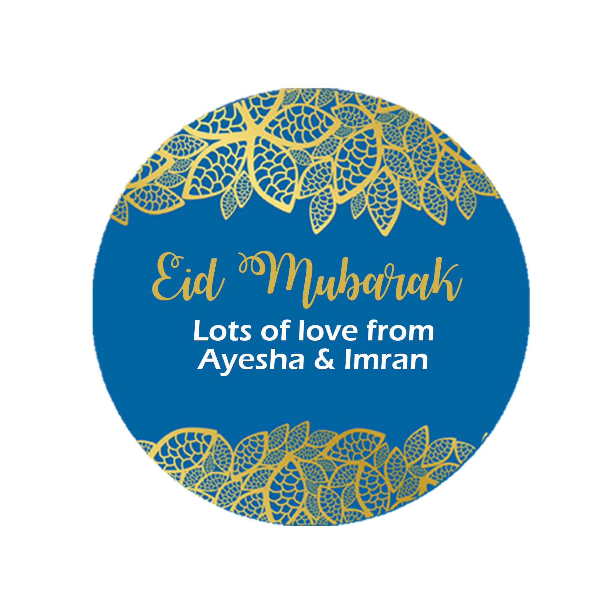 Treasured Forever Personalised Eid Mubarak & Ramadan Kareem Muslim Celebration Paisley X 35 Stickers (Eid Mubarak)