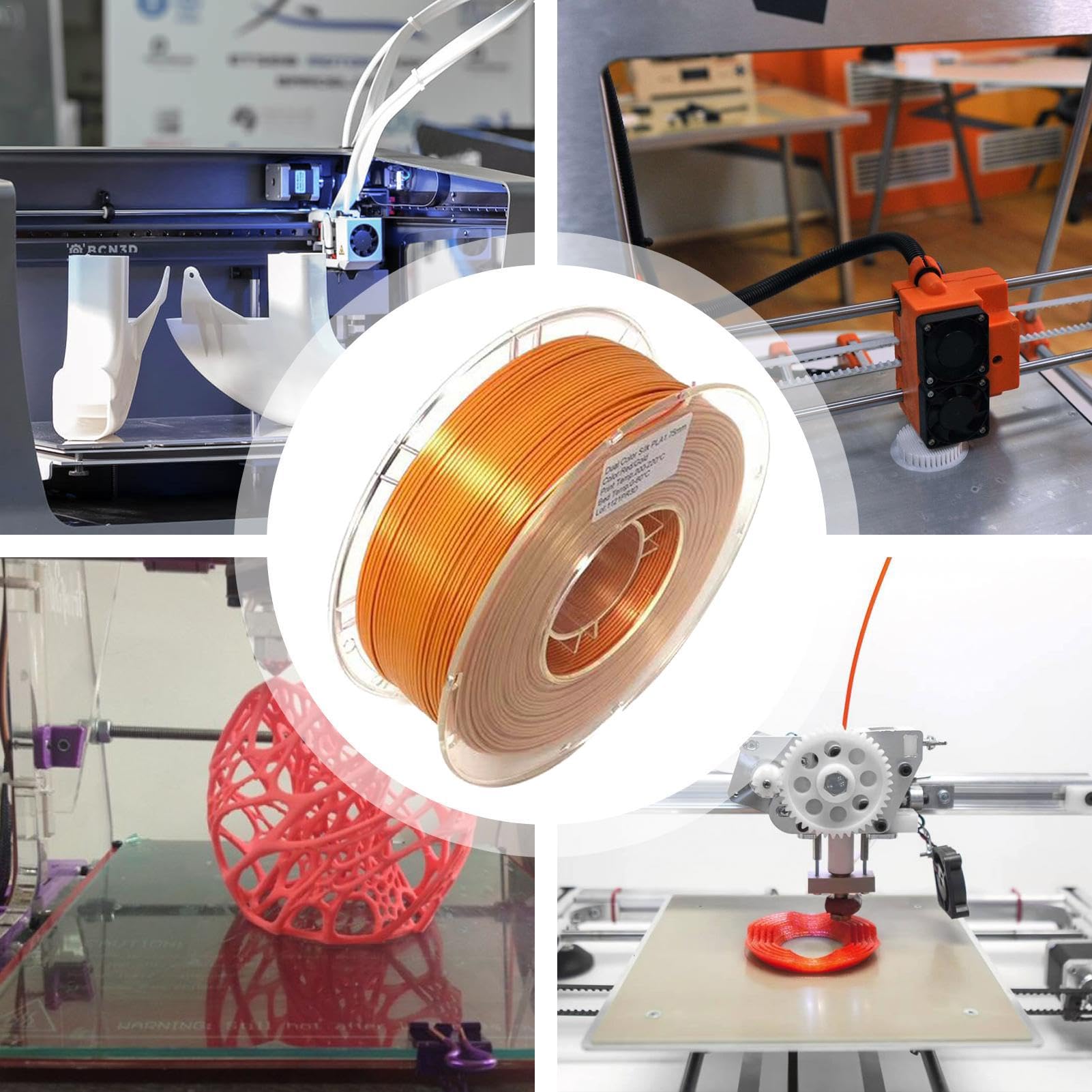 Filament jedwabny, zestaw filamentów do drukarek, materiały eksploatacyjne | do drukarki dwukolorowy filament drukarski, dwukolorowy filament szpula do drukarki, materiał drukarski, bez em em
