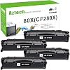 Aztech Compatible Toner Cartridge Replacement for HP 80X CF280X 80A CF280A for HP Pro 400 M401A M401D M401N M401DNE MFP M425DN Printer Ink Black, 4-Pack