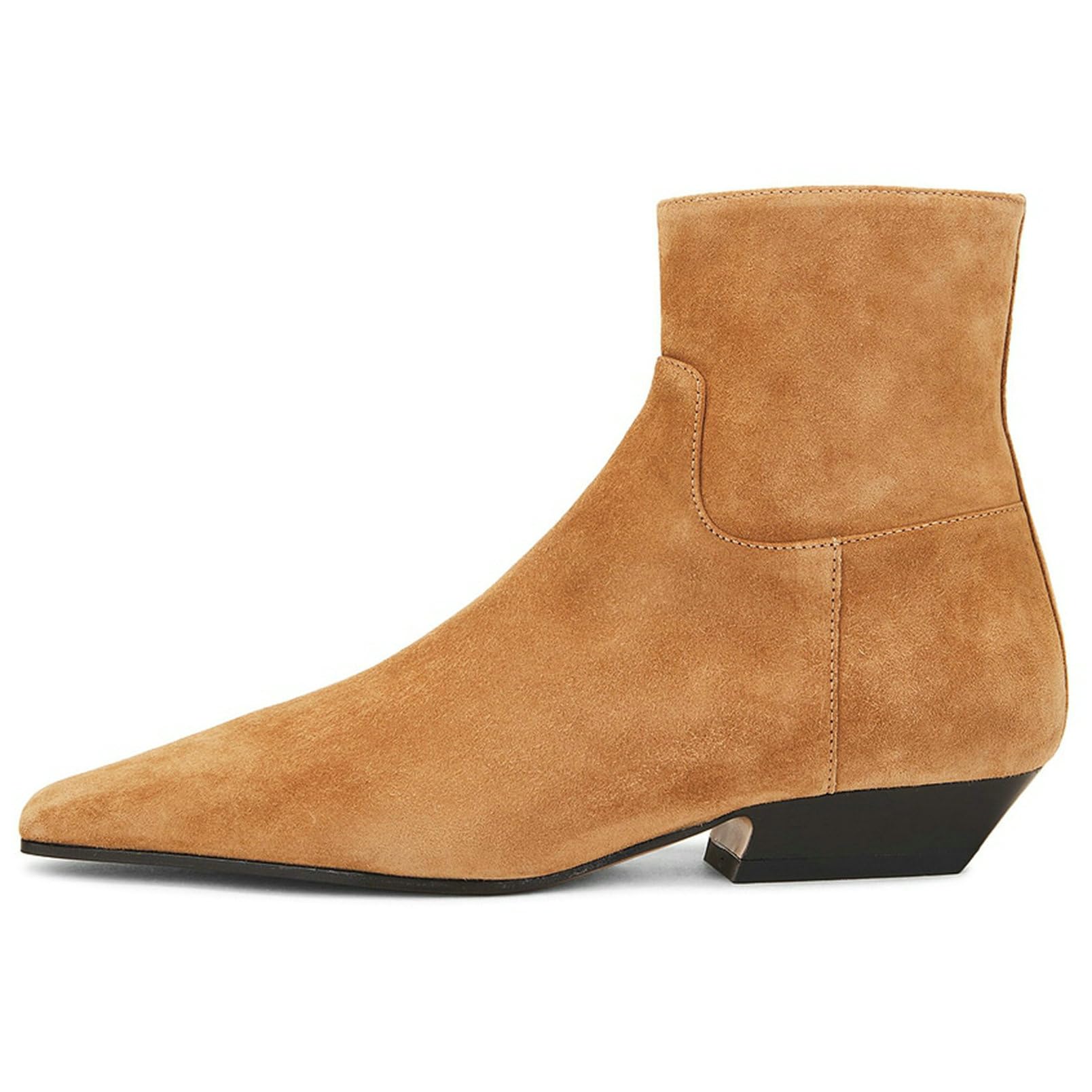 KysBloes Women Square Toe Ankle Boots Low Heel Booties Flats Winter Shoes Comfortable Side Zip Short Boots