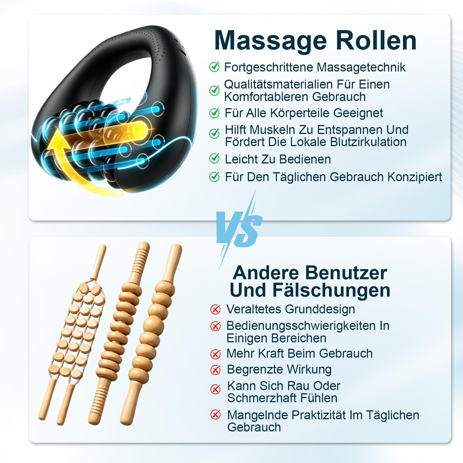Massageroller Elektrisch Handmassagegerät,mit 3 Geschwindigkeitsstufen, 1200mAh Akku Massagegerät für Tiefengewebsmassage, Tragbarer Rollmassagegerät für Muskeln & Ganzkörperentspannung