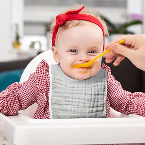 Miniatura 6 de GROBRO7 Baberos de muselina para bebé, de algodón suave, con hombros descubiertos, lavables a máquina, 6 unidades