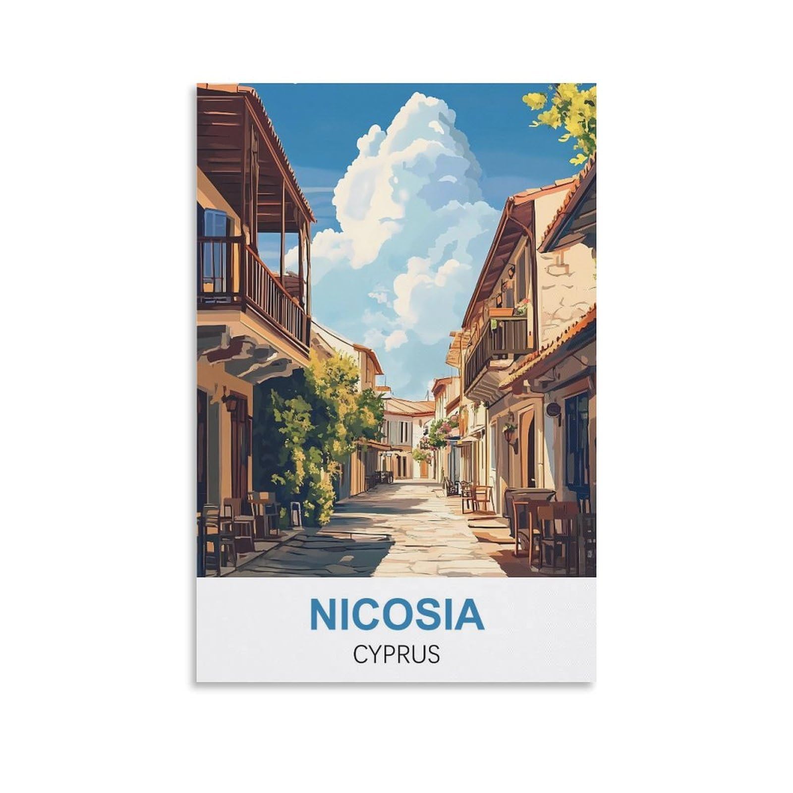HYBFQXELL Nicosia Cyprus Vintage Travel Posters 16x24inch(40x60cm) Canvas Picture Prints Wall Art