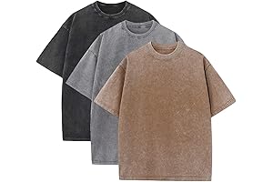 3 Pcs Men&#x27;s Acid Wash Vintage Oversized T-Shirts