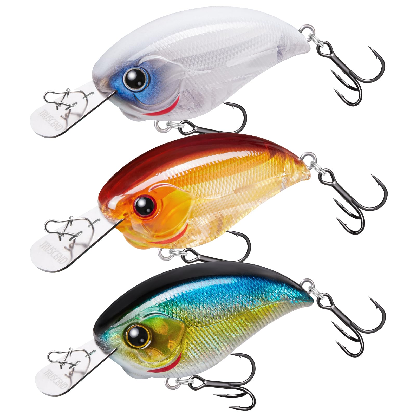 TRUSCEND Metal Square Bill Crankbait Fishing Lures with BKK Hooks, Rattle Crank Bait with Reflection, Weight Transfer System for Long Cast, Wobble Lure for Bass Trout Pike Walleye Freshwater Saltwater — image 1