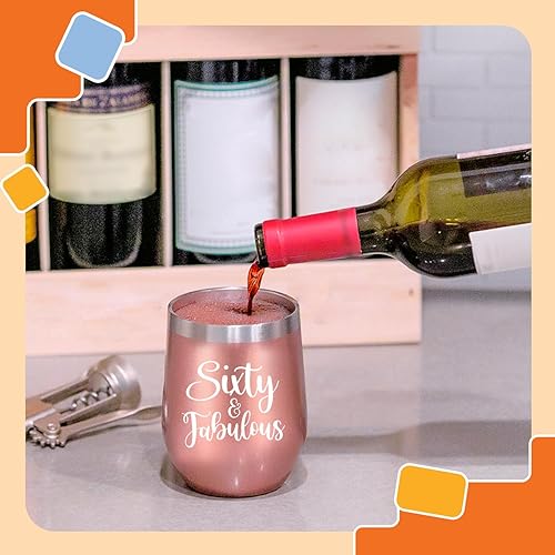Miniatura 5 de NewEleven Vaso de vino de 60 cumpleaños Regalo de cumpleaños 1965 para mujer Capacidad de 12 onzas Regalo de feliz celebración 60 Para mamá