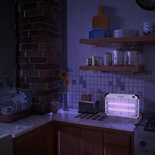 Miniatura 5 de Zfyabby Exterminador eléctrico de insectos, 3500 voltios, potente insecto volador, moscas asesino de 20 W, luz UV azul atrae, exterminador de