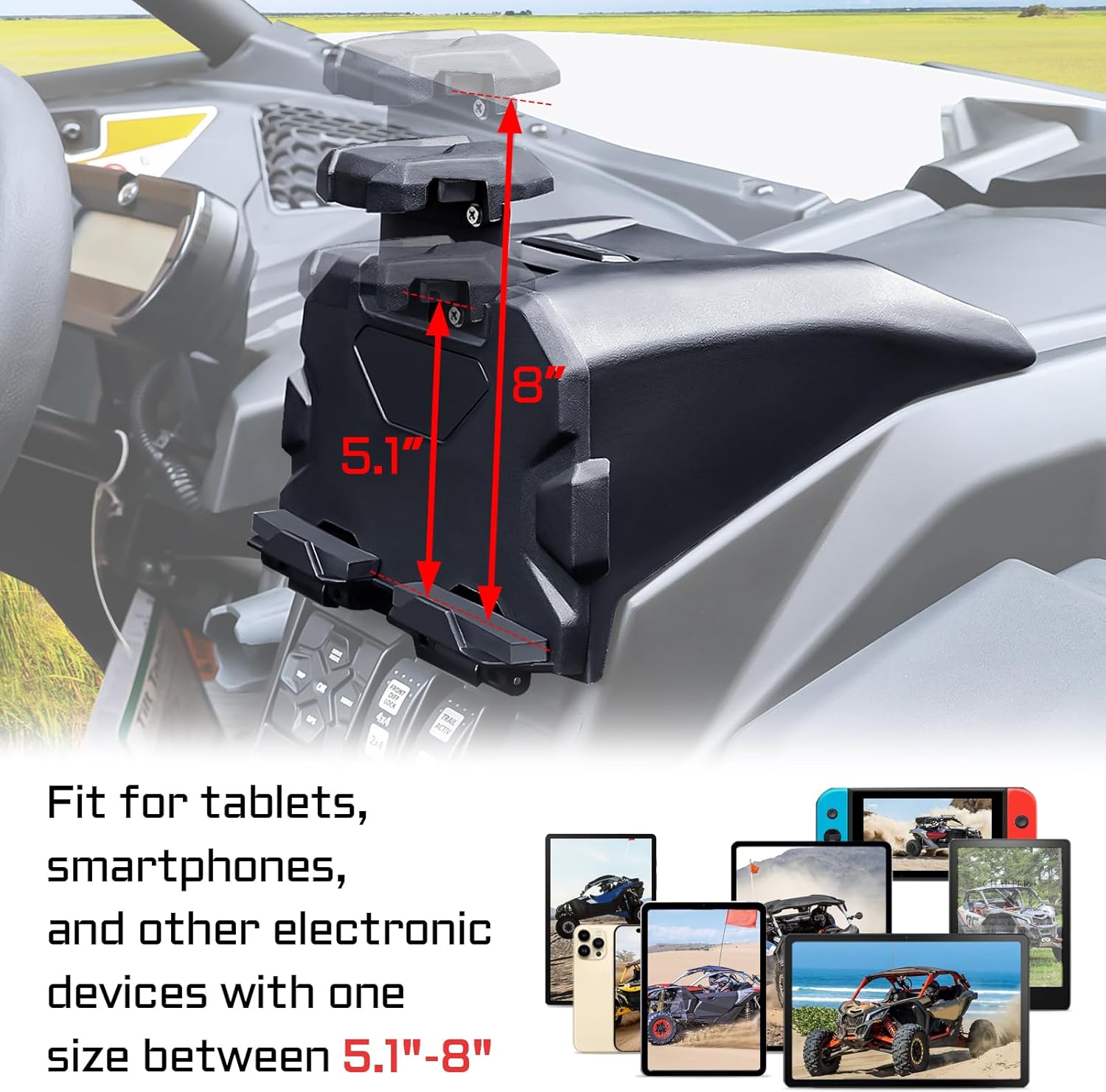 Maverick X3 Tablet Holder Compatible with Can-Am Maverick X3/X3 Max, Sturdy Custom Design, Securely Holds Devices While Riding