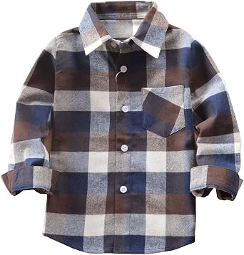 Toddler Flannel Kids Little Baby Boy Girl Long Sleeve Shirt