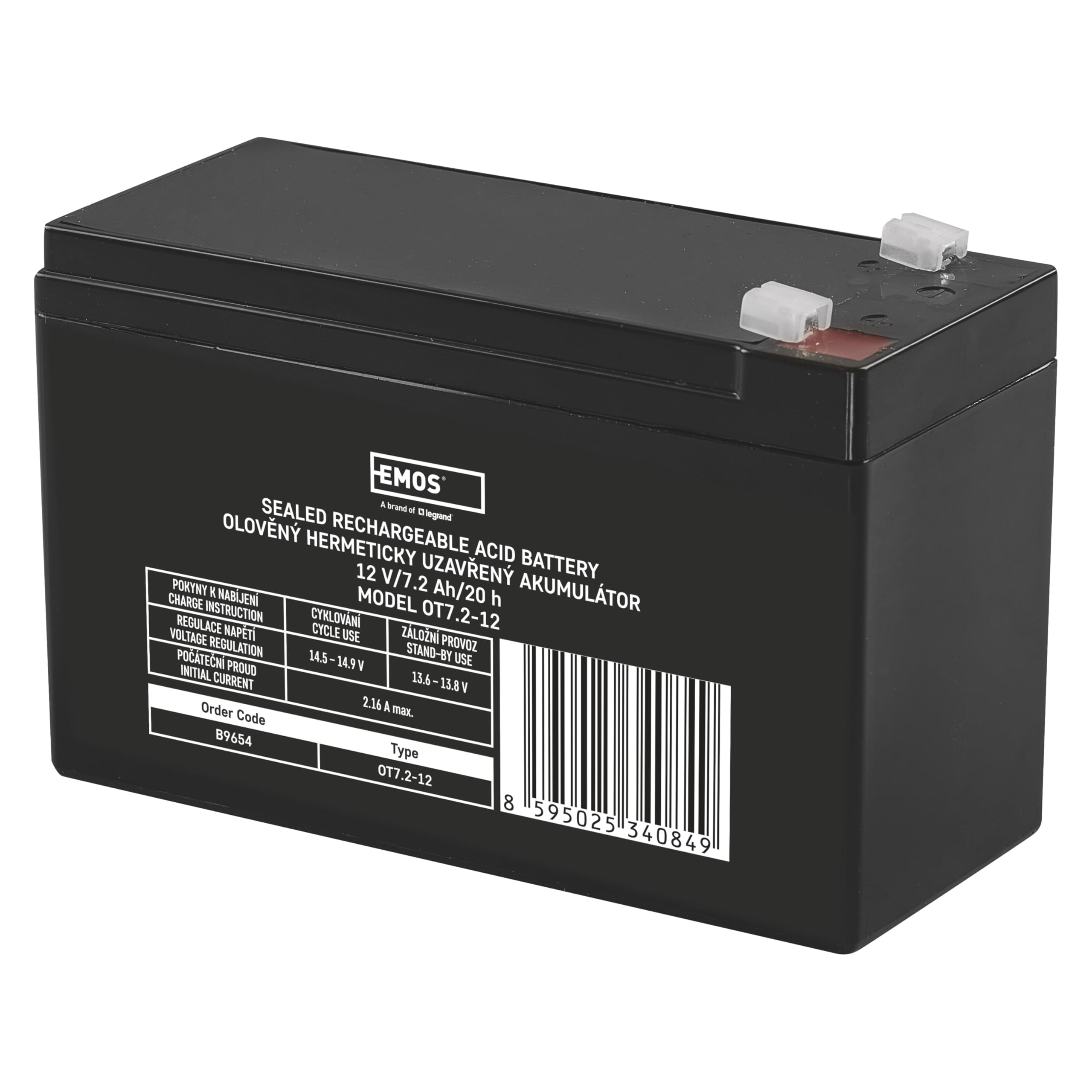 Batteria EMOS 12V 7,2Ah AGM Senza Manutenzione - Per UPS, Allarmi E Illuminazione Di Emergenza - Foto 7