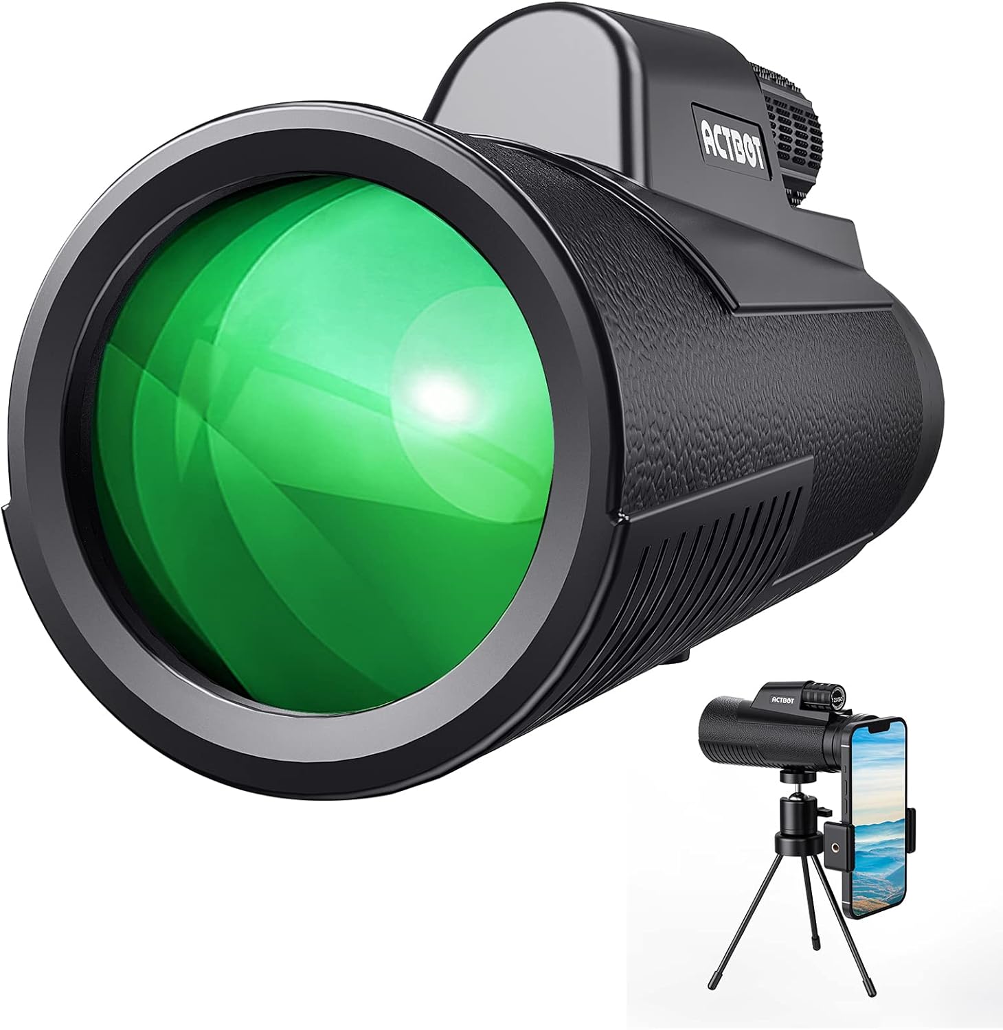 Monocular Telescope, ACTBOT 12x50 Waterproof Monocular Telescope with Smartphone Tripod, Adults Monoculars for Bird Watching Hiking Concert Travelling Hunting, FMC Lens, BAK4 Prism, Fog-Proof : Electronics