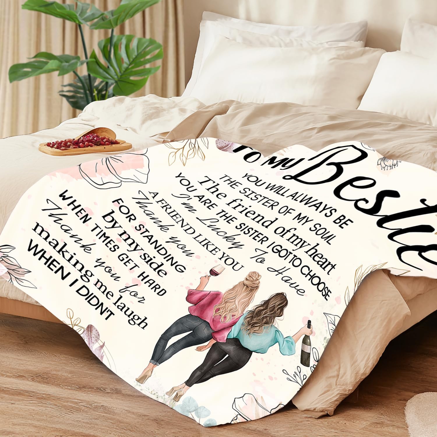 Bestie Gifts for Women - Best Friend Blanket Gift 60 x 50 Inch | Long Distance Friendship Gift Thinking of You Gifts | Perfect for Mother's Day, Birthday & Far Away Besties - Image 3