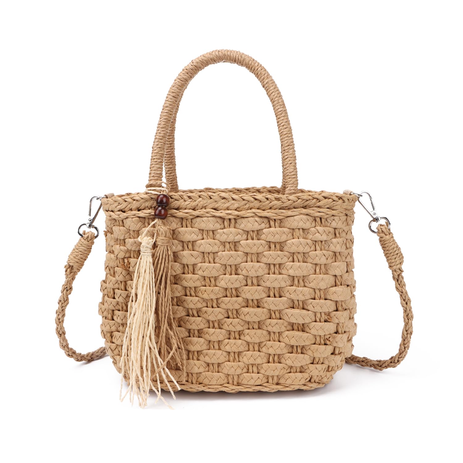 EVEOUT Clutch de paja para mujer bolsa de cesta tejido verano Carteras de mano Bolsos tote de paja de playa vacaciones