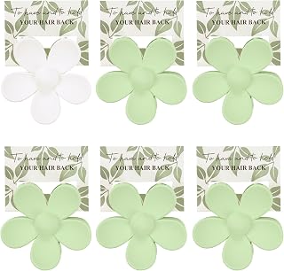 6Pcs Bridesmaid Flower Hair Claw Clips with Card Bridal Shower Bachelorette Party ideas Gift for Wedding Party Favors Bridesmaid Proposal Gifts(White & Sage Green)