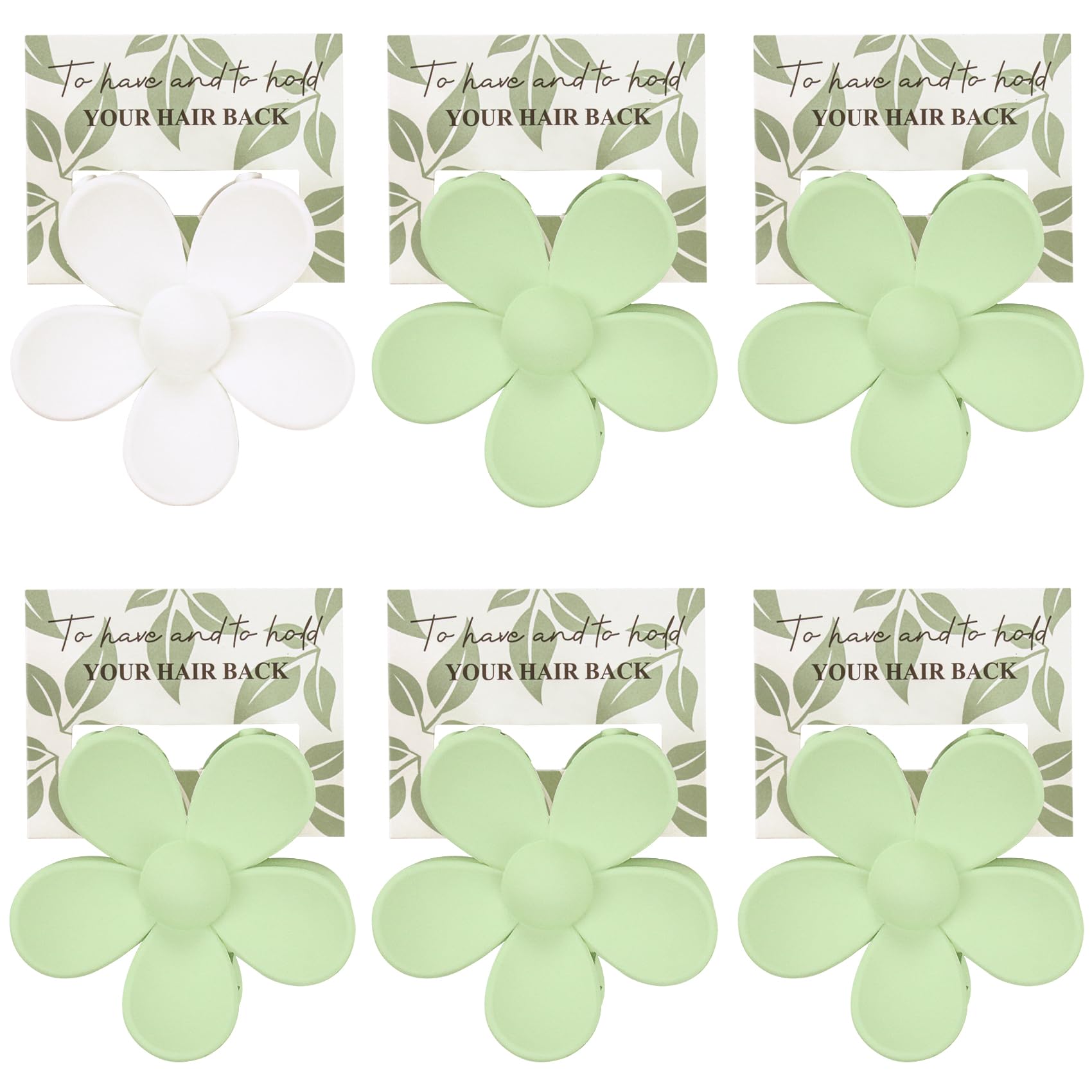 6Pcs Bridesmaid Flower Hair Claw Clips with Card Bridal Shower Bachelorette Party ideas Gift for Wedding Party Favors Bridesmaid Proposal Gifts(White