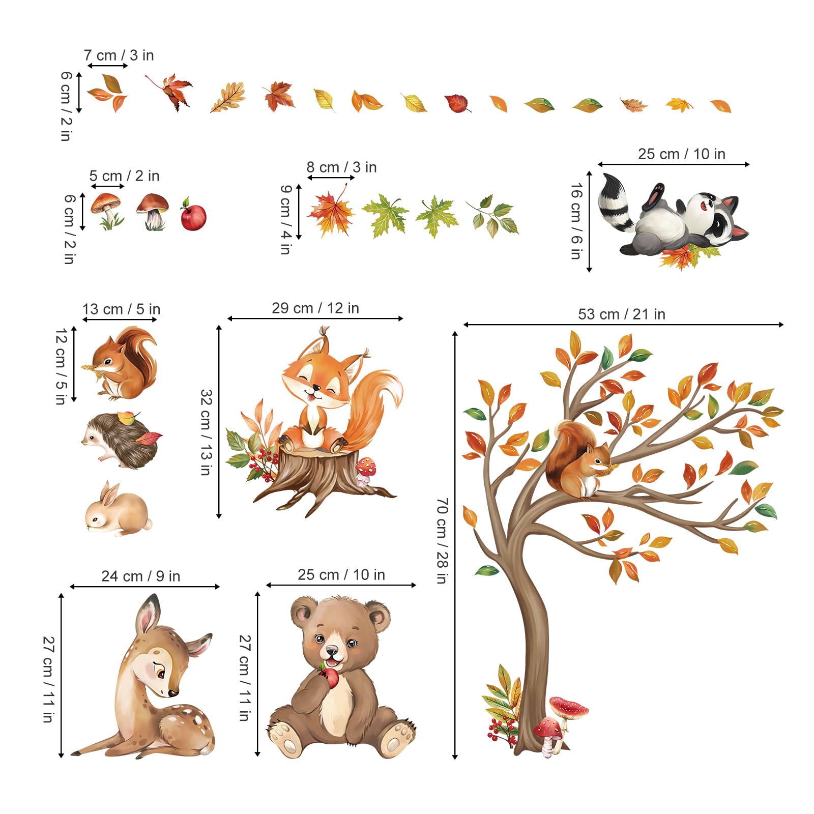 Fox Decor Woodland Animal Wall Stickers - Bear, Fox, Deer Nursery ...