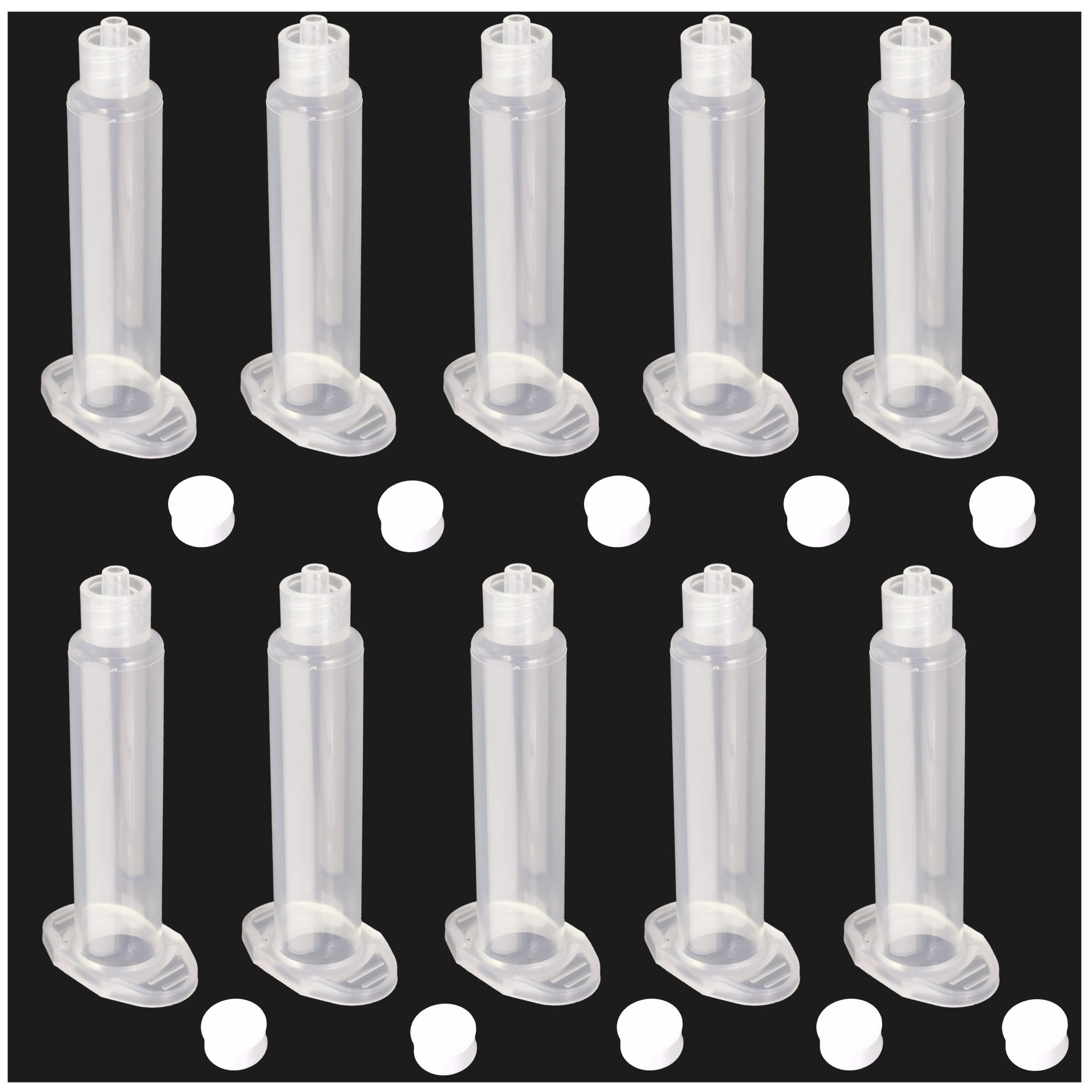 10 x Verteilerrohr, Klebstoff-Flüssigkeitskartuschen-Dosierspritze, 10 cc Kunststoff-Spritze, mit Kolben, transparent (transparent, 10 cc, 10 Stück)