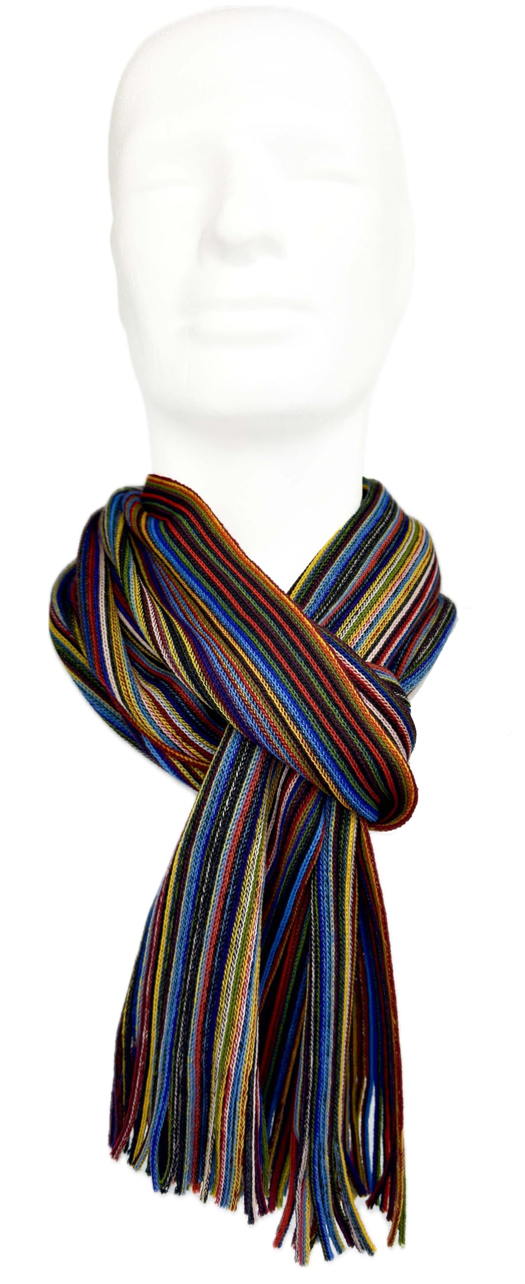 Rotfuchs Wollschal Strickschal Herrenschal Unisex 100% Wolle Merino Extrafein Gestreift Bunt Mehrfarbig Made in Germany