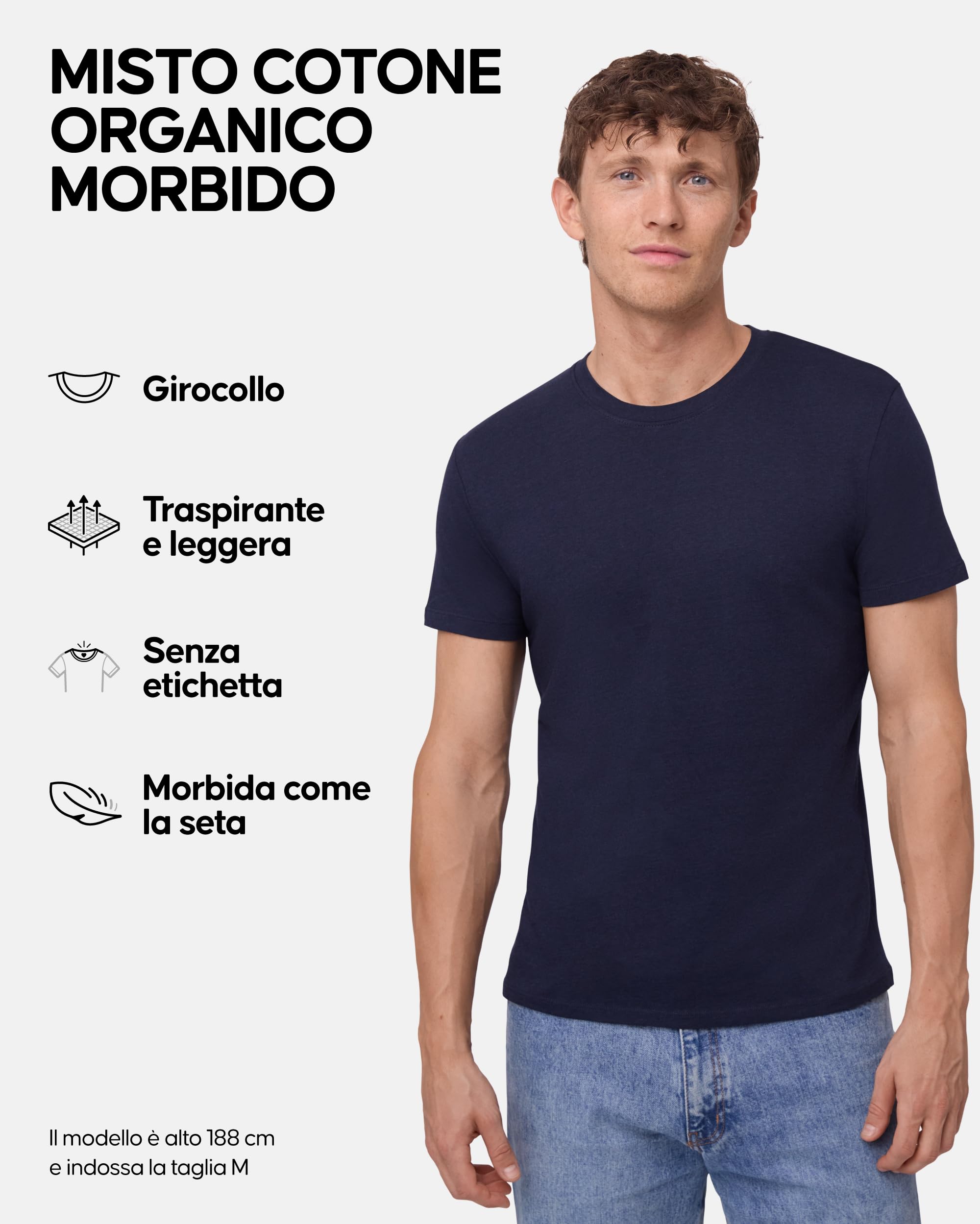 DANISH ENDURANCE T-Shirt Uomo Cotone, Magliette Maniche Corte Senza Etichetta, Scollo a V, Maglietta Intima, da 1 a 4 Pezzi