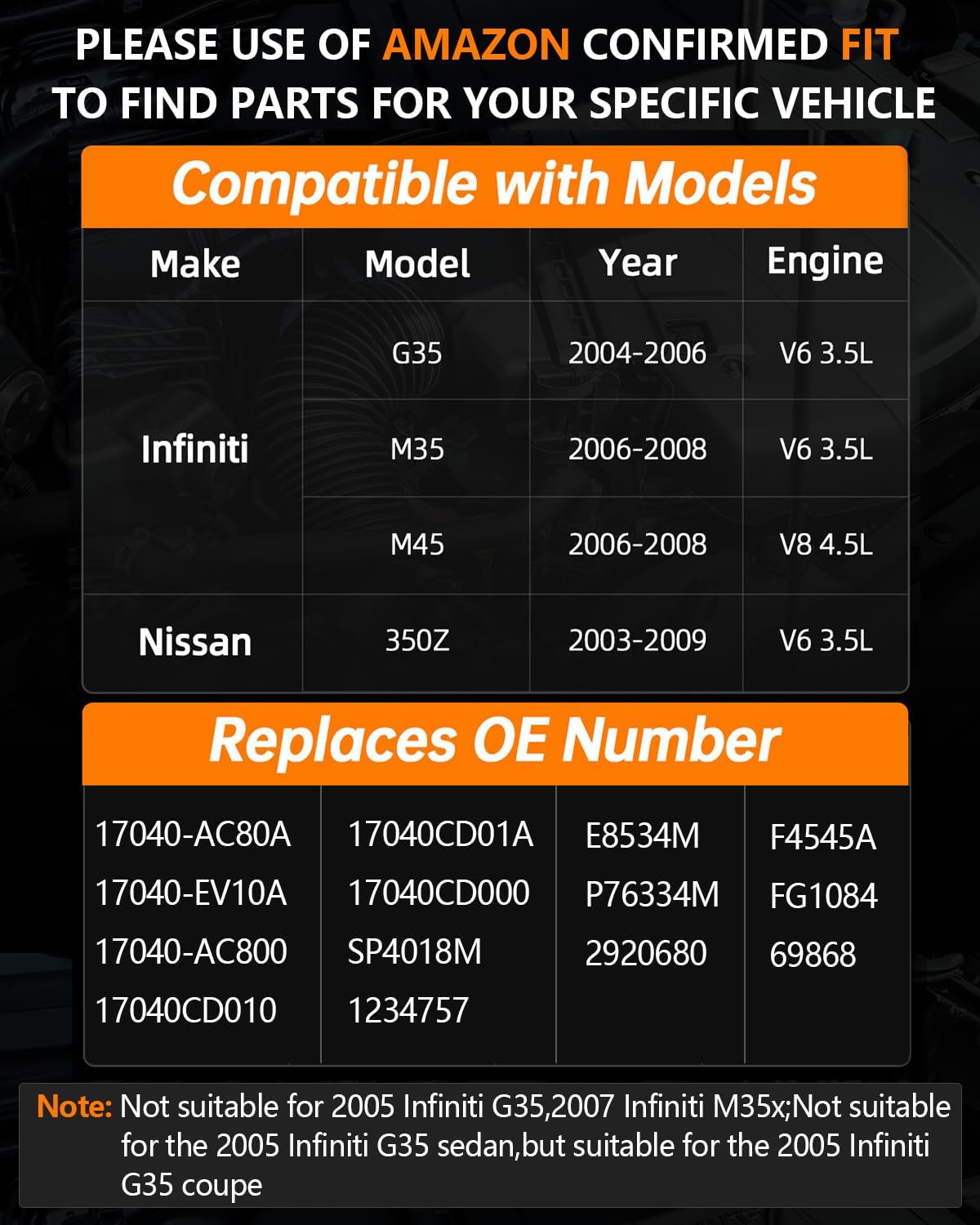 OKLPF Electric Fuel Pump Module Assembly Compatible With 2003 2004 2005 2006 2007 2008 2009 Nissan 350Z,2004-2006 Infiniti G35,2006-2008 M35 M45,V6 3.5L V8 4.5L,Replace E8534M SP4018M
