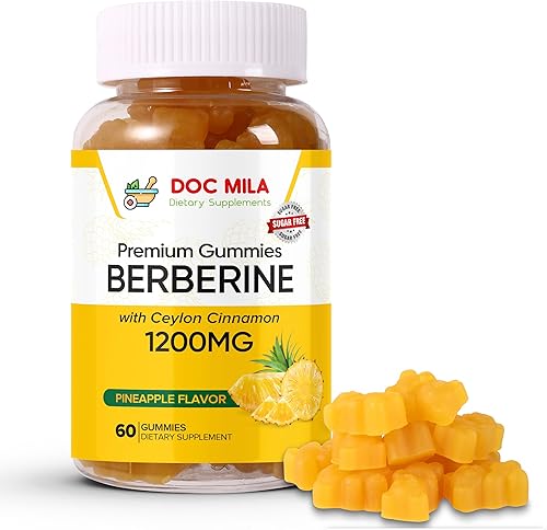 Doc Mila erberine con gomitas de canela de Ceilán 1200 mg - Apoya el metabolismo de la glucosa, el sistema inmunológico, sin azúcar, sin OMG,