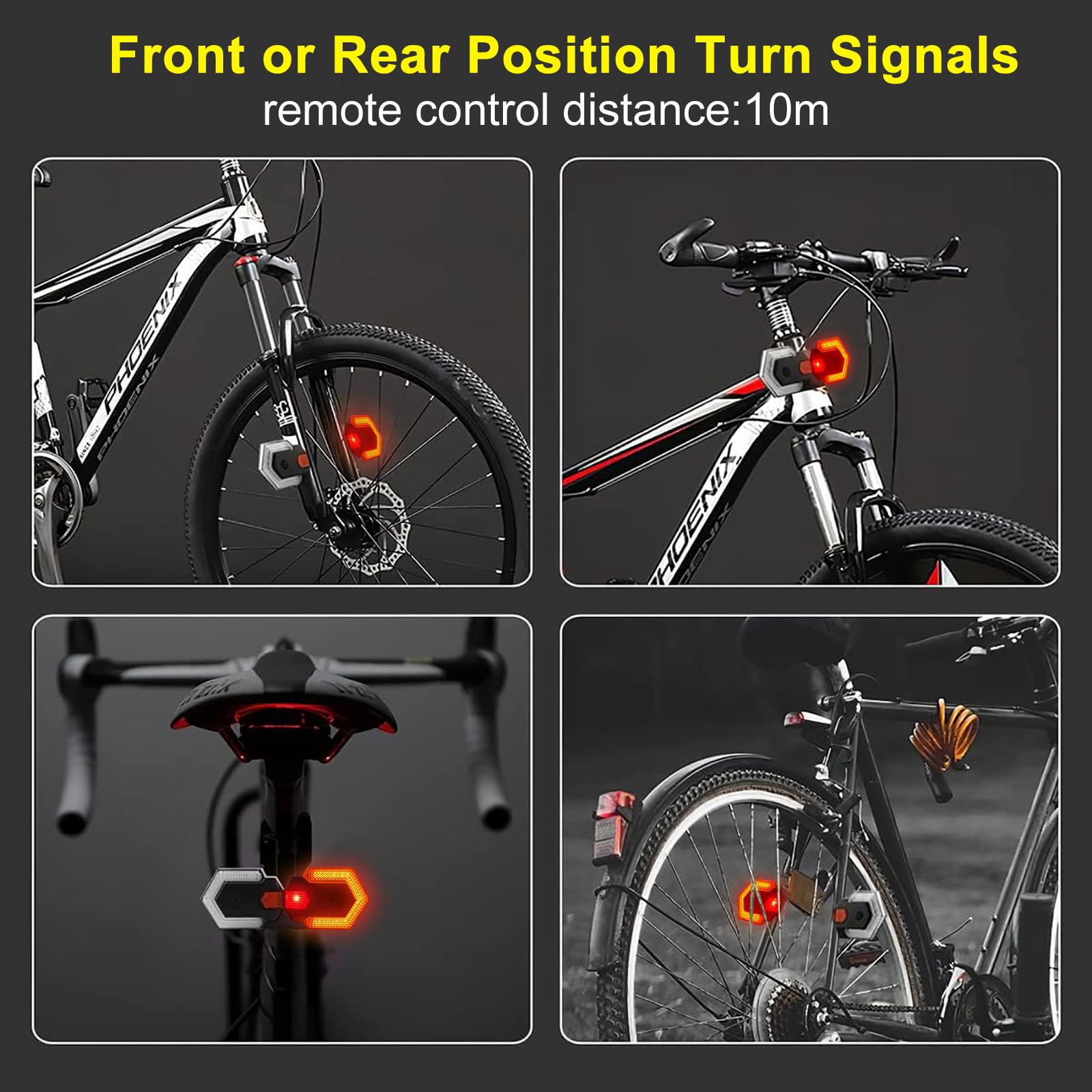 Antfire Feu arrière de vélo rechargeable par USB, clignotants avant et arrière, sans fil, étanche, avec klaxon de 120 dB pour