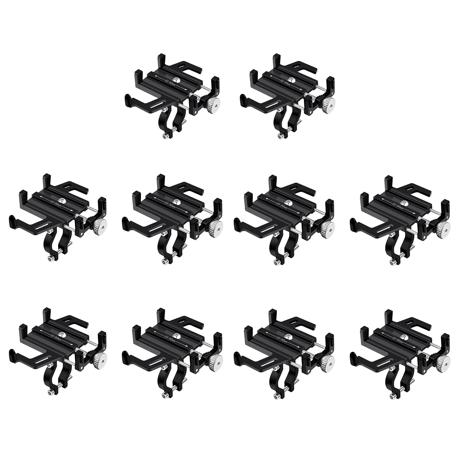 NineLeaf 10PK Bike Phone Mount Holder, Aluminum Motorcycle Phone Mount, Handlebar Mounted Cell Phone Holder for Bike, Camera Friendly, Rotatable, Universal Bicycle Phone Mount for 2.2-3.7 Inch Phones