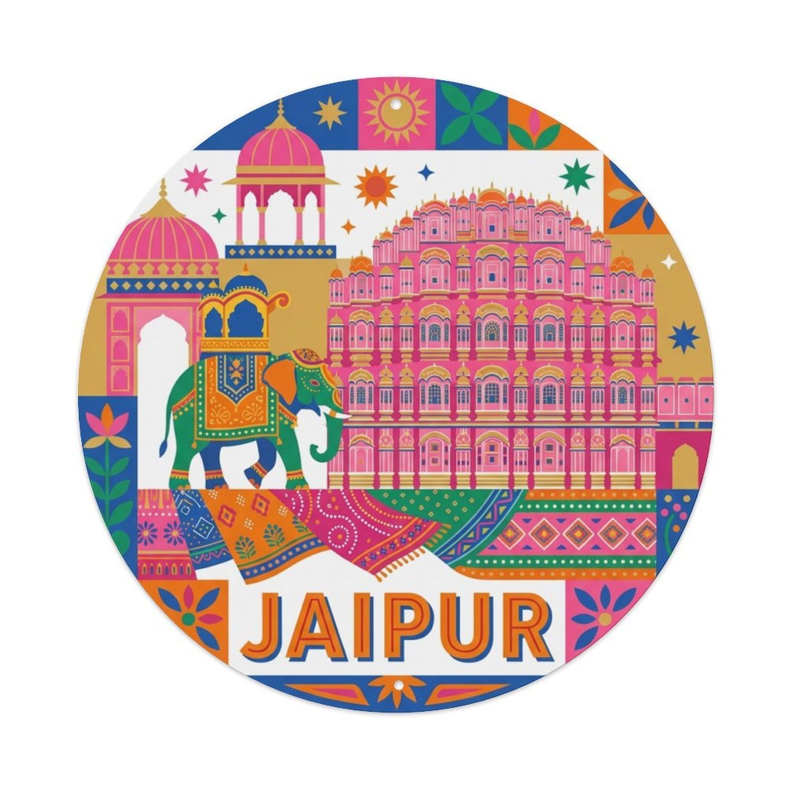 Retro Travel India Jaipur Metal Tin Sign