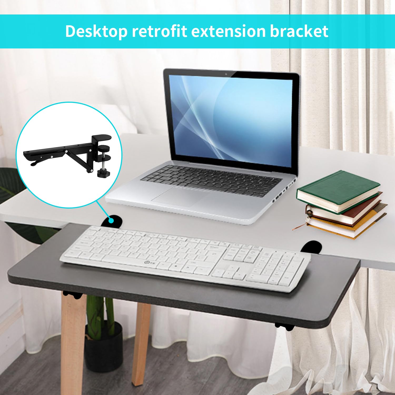 Tastaturablage Klappbare Regalhalterung Tastaturablage-Klemmhalterung - Maus Halterung mit Clip,Verstellbare C-Klemmen, Zusammenklappbare Tischverlängerung für Tisch,DIY Büroschreibtisch,2pcs