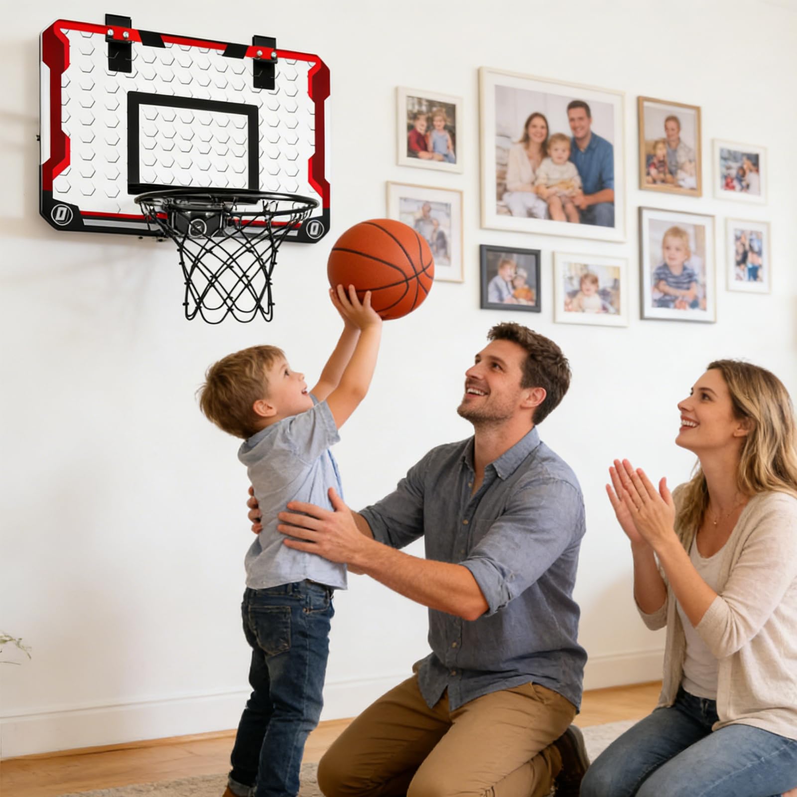 1 Basketballkorb mit 4 Bällen, ABS Rückwand, einfache, für drinnen und draußen, lustiges Outdoor Spielzeug