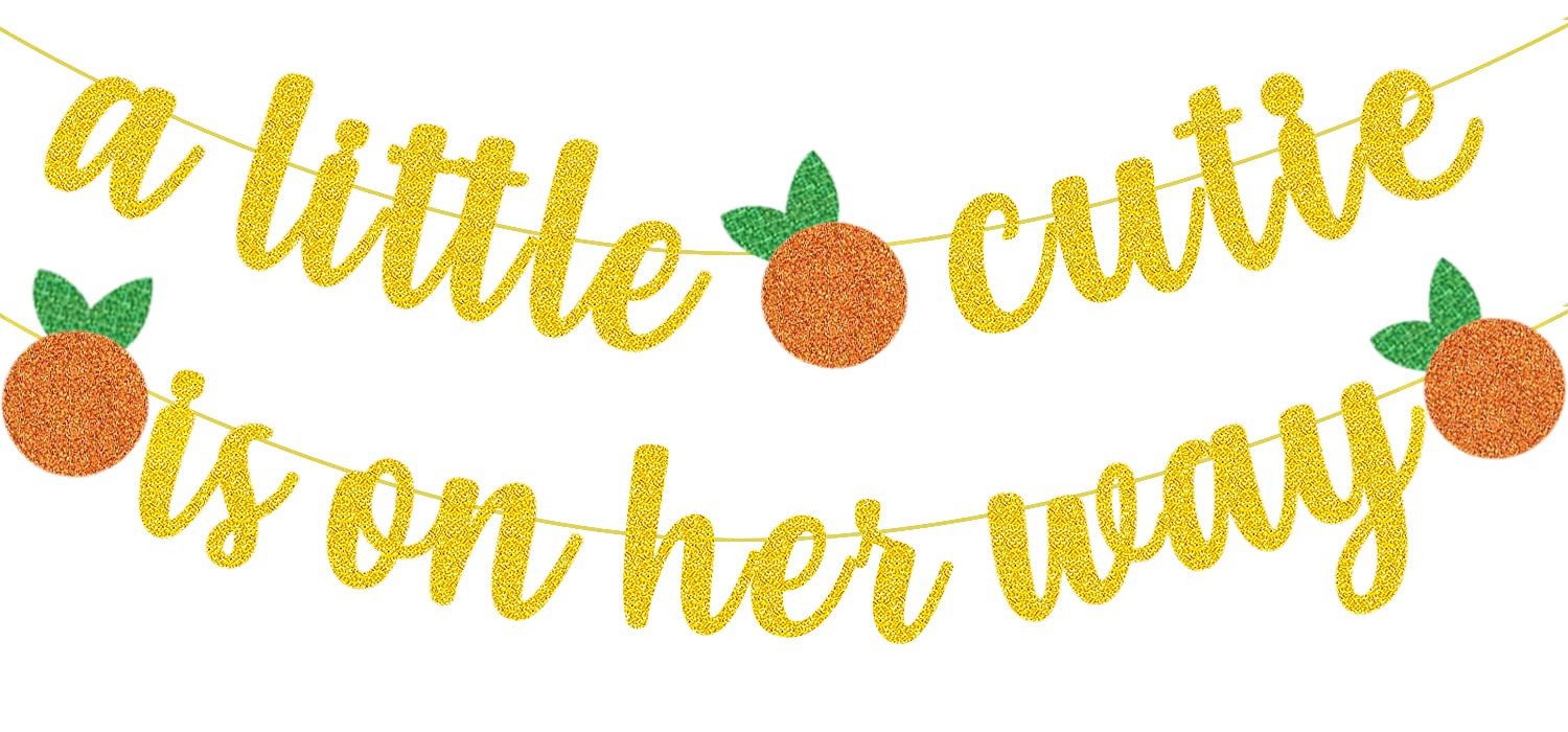 A Little Cutie Is On Her Way Banner, Little Cutie Banner, A Little Cutie Is On The Way Baby Shower Decorations, Girl Orange Theme Birthday Party Decorations Supplies …