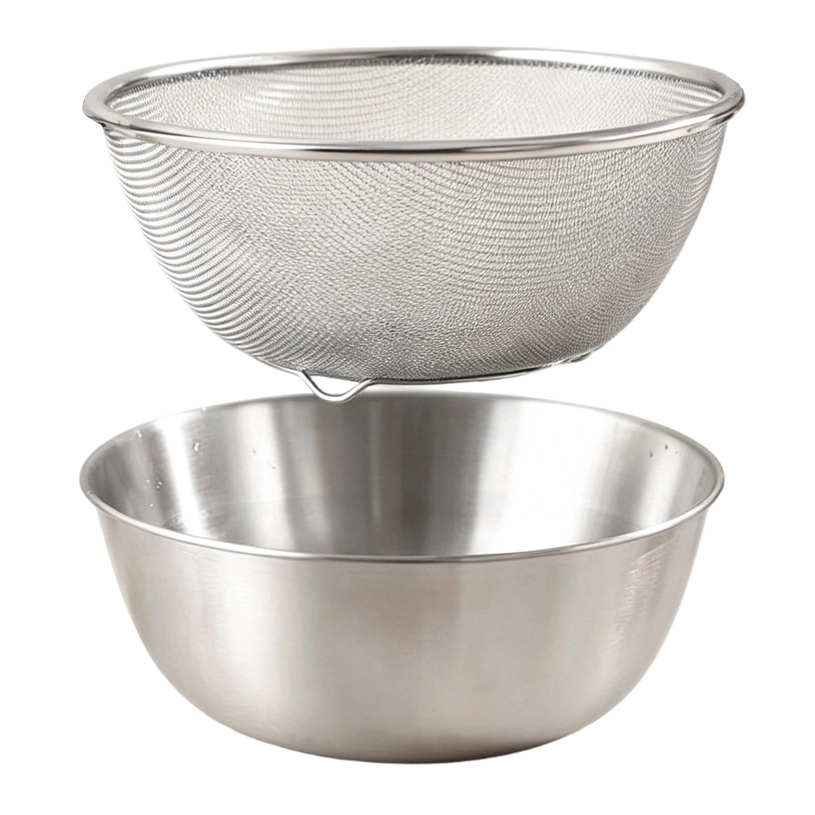 PANGBOER Multipurpose Stainless Steel Mixing Bowl and Strainer Set Meshes Sieve Draining Basket for Washing Rice Vegetables Fruits Rustless Colander Set