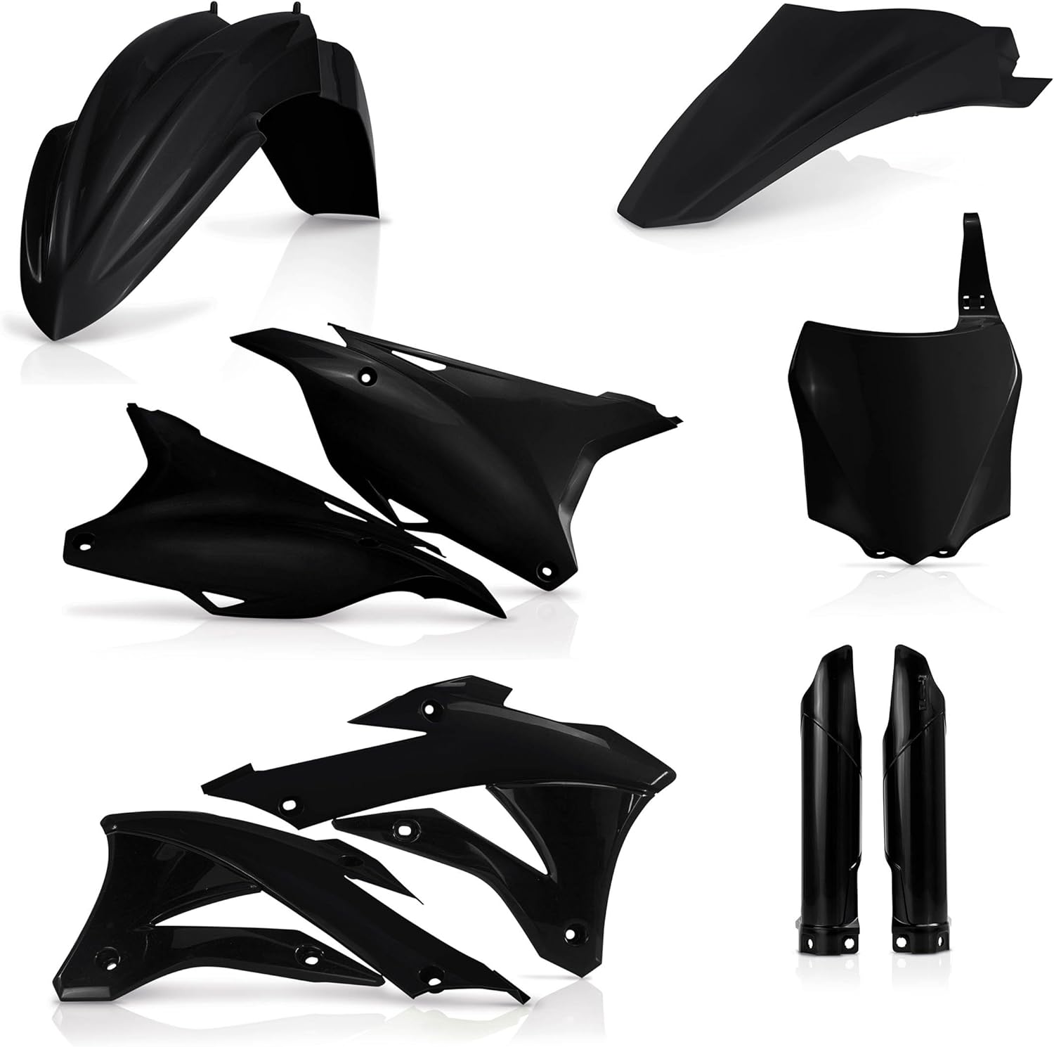 Acerbis Complete Plastic Kit Black Compatible with Kawasaki KX85/KX100 2014-2021-2374110001