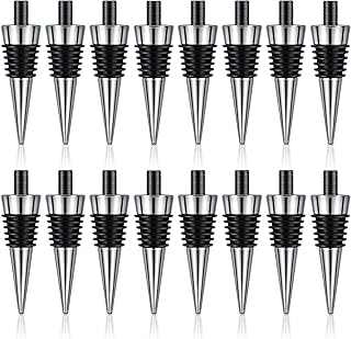 Honeydak 16 Pieces Metal Bottle Stopper Blank Stainless Steel Wine Bottle Stopper Kit Reusable Wine Saver Corks Hardware for Wedding Party Bar Turning