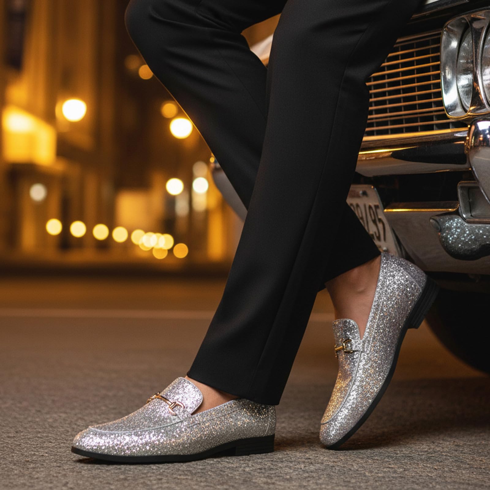 HEEZ Men's Slip On Dress Loafers,Tuxedo Shoes for Men with Velvet Upper, Comfortable Formal Dress Shoes for Wedding Prom Party Dance — view 3