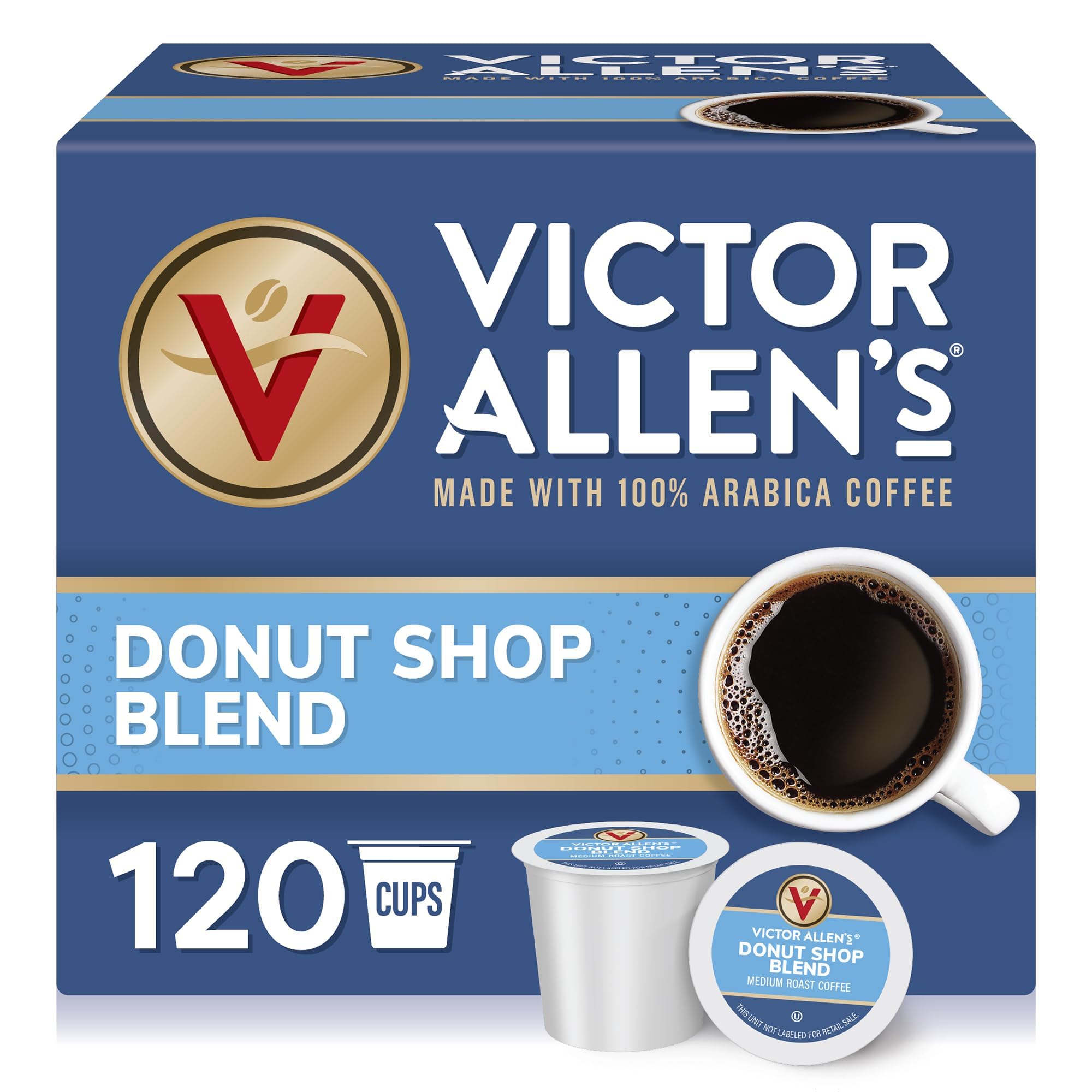 Victor Allen's Coffee Donut Shop Blend, Medium Roast, 120 Count, Single Serve Coffee Pods for Keurig K-Cup Brewers