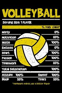 Yanyo Volleyball StollmayVolleyball Players Coaches Fans Team Sports Nutrition Facts: Funny Volleyball Women Girls Men Youth | Dot Grid Journal, Notebook or Organizer | Notes, ... book, Scheduler, Task Checklist | 6x9 Inches