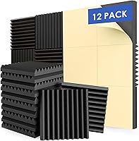 Vista 10 de FONESO Paneles de espuma acústica, paneles de espuma a prueba de sonido para paredes, cuñas insonorizadas de estudio de alto diseño, resistentes al